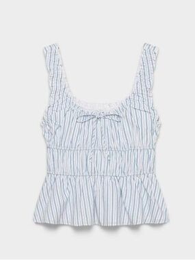 Aritzia Sunday Best Helena poplin top in white and blue stripe size XS